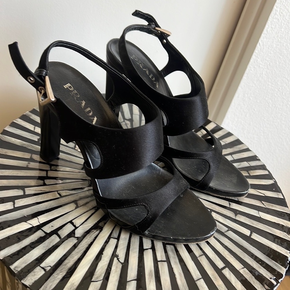 Prada black leather sandals! Size 5